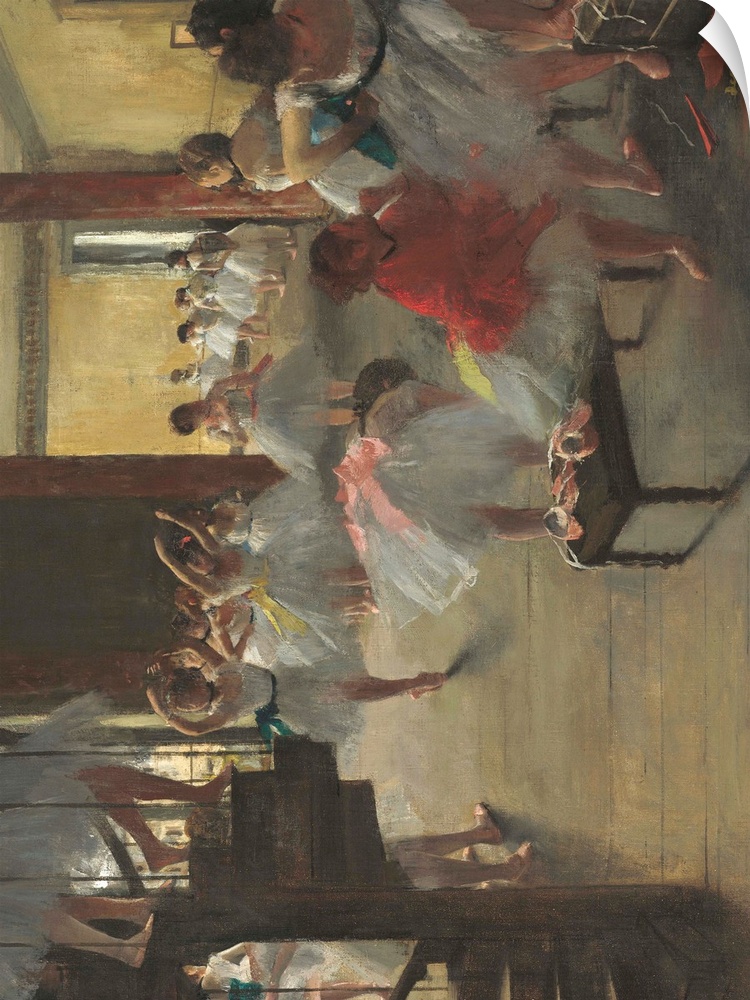 The Dance Class, by Edgar Degas, 1873, French impressionist painting, oil on canvas. Scene with young ballerinas at the Pa...