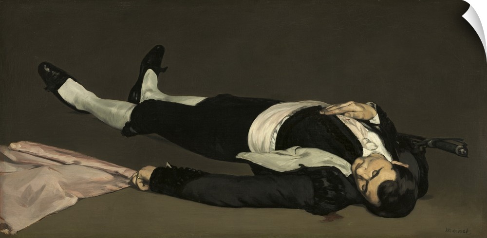 The Dead Toreador, by Edouard Manet, 1863, French painting, oil on canvas. The figure was originally in the foreground of ...