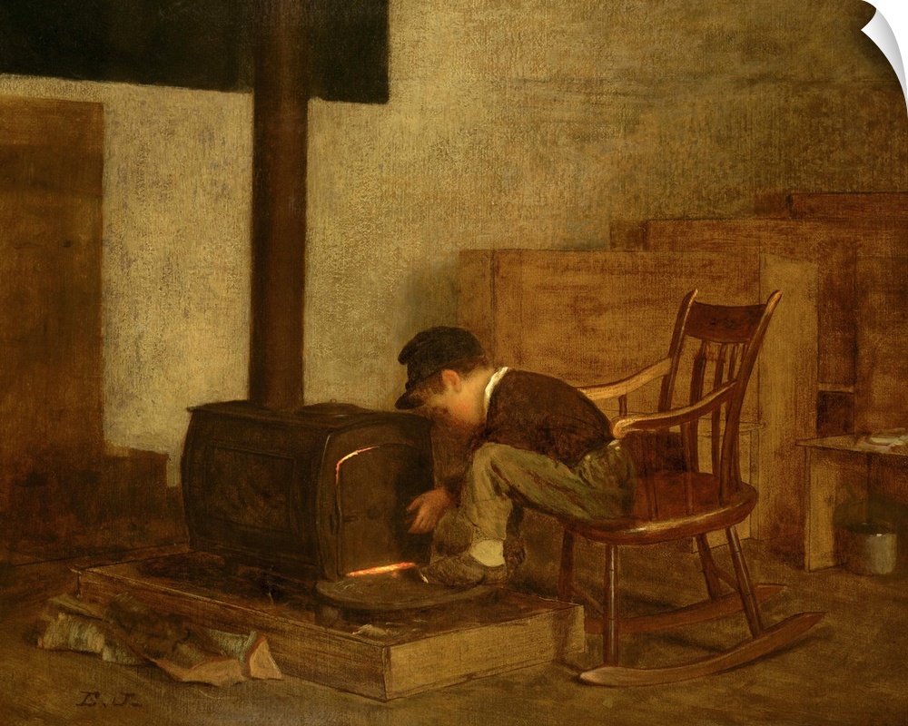 The Early Scholar, by Eastman Johnson, 1865, American painting, oil on academy board. Johnson became an eminent genre pain...
