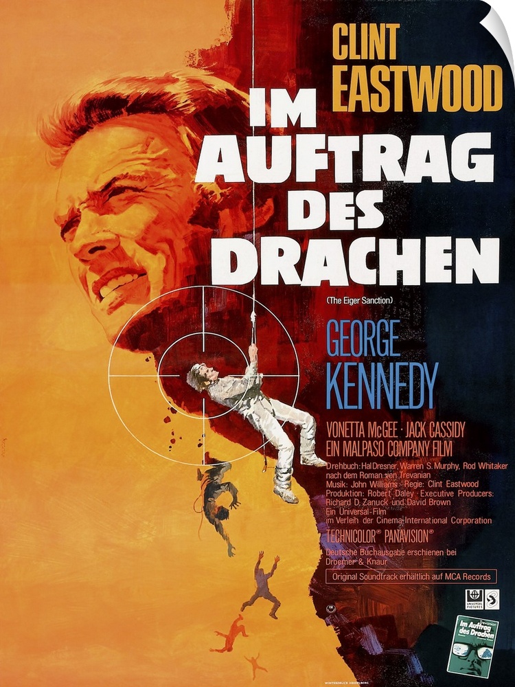 The Eiger Sanction, (aka Im Auftrag Des Drachen), Clint Eastwood On German Poster Art, 1975.