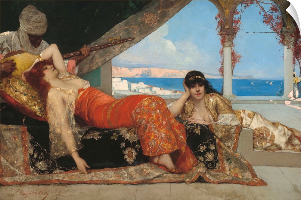 The Favorite of the Emir, by Jean Joseph Benjamin Constant, French painting, oil on canvas. An Orientalist fantasy of two ...