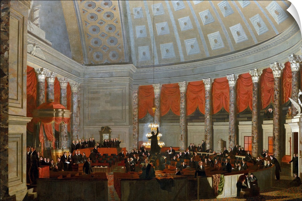 The House of Representatives, by Samuel F. B. Morse, 1822-23, American painting, oil on canvas. The painting captures the ...