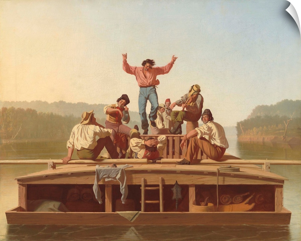 The Jolly Flatboatmen, by Caleb Bingham, 1846, American painting, oil on canvas. This is one of several of Bingham's work ...