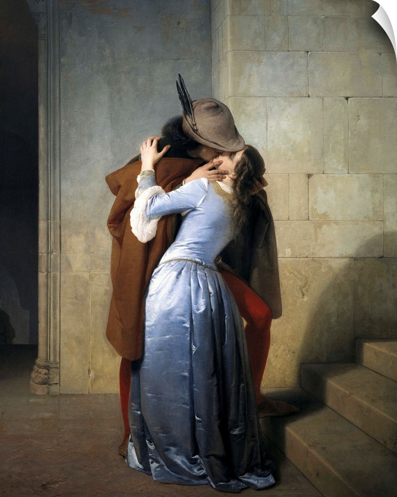 HAYEZ, Francesco (1791-1882). The kiss. 1859. Romanticism. Oil on canvas. ITALY. Milan. Pinacotheca of Brera. -