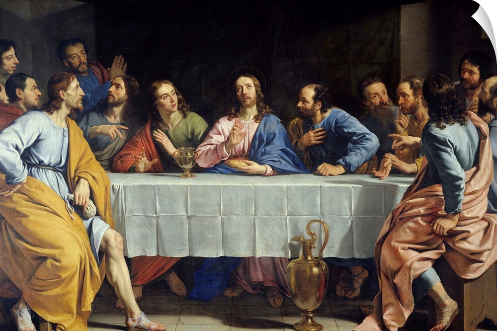 3874, Philippe De Champaigne, Flemish School. The Last Supper. 1648. Oil on canvas, 1.58 x 2.33 m. Paris, musee du Louvre....