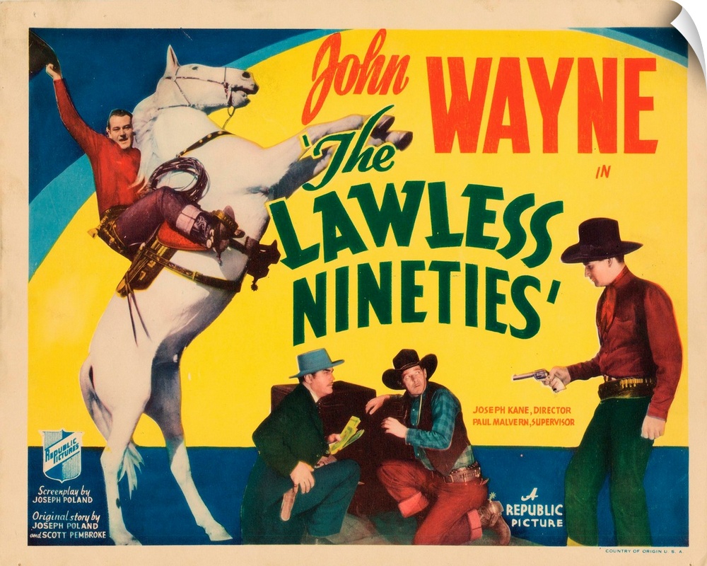 The Lawless Nineties, Lobbycard, From Top, John Wayne, Harry Woods, Al Bridge, John Wayne, 1936.