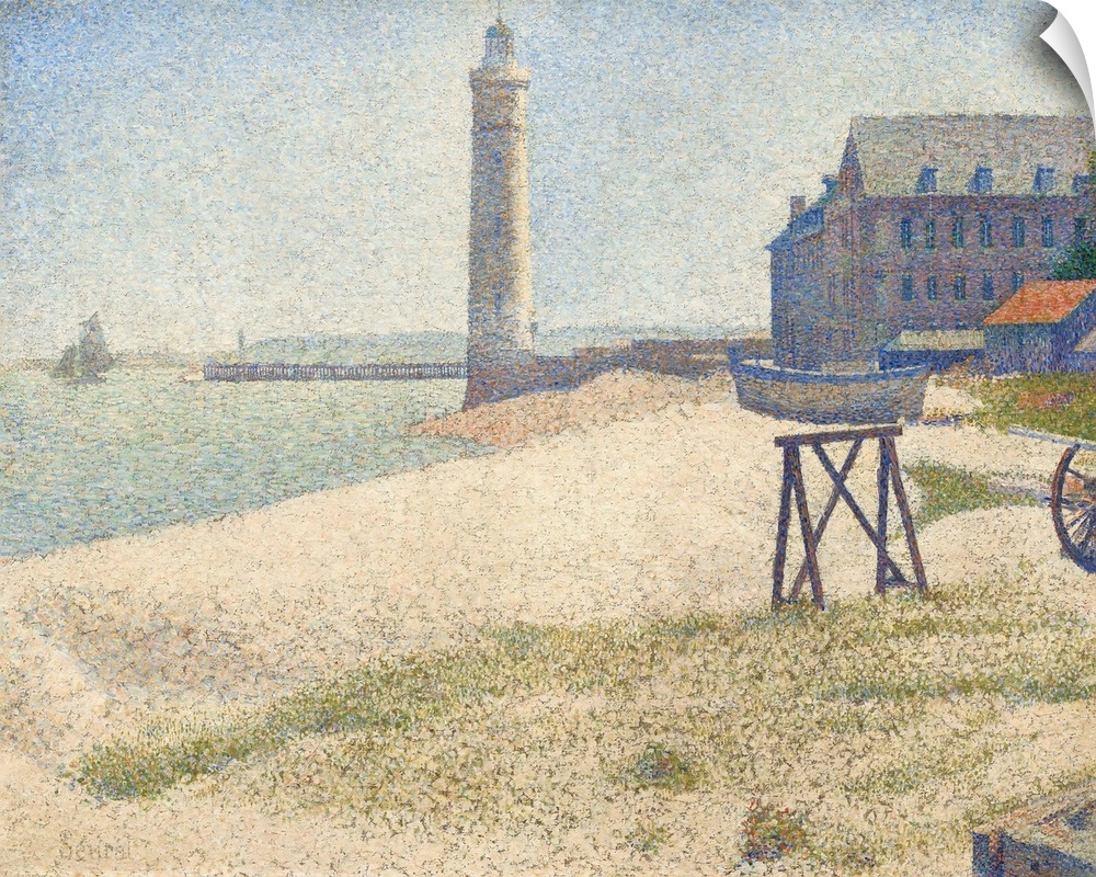 The Lighthouse at Honfleur, by Georges Seurat, 1886, French Post-Impressionist painting, oil on canvas. This is painted in...