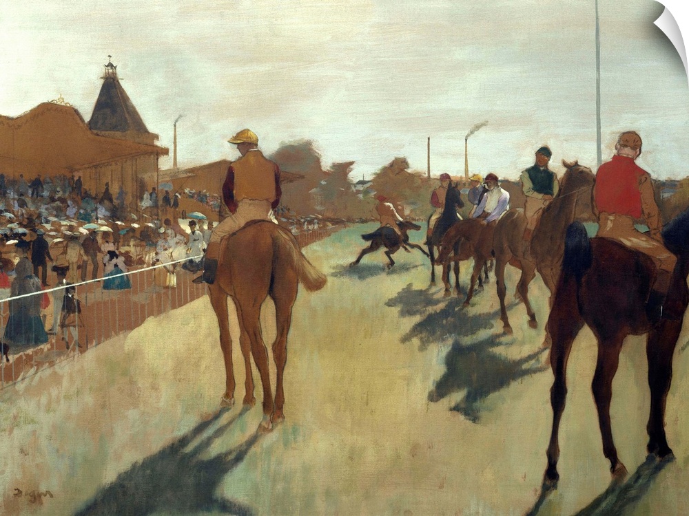 Edgar Degas, French School. The Parade, also known as Race Horses in front of the Tribunes. Circa 1866-1868. Petrol painti...