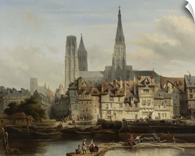 The Quay de Paris in Rouen, 1839,Dutch painting, oil on canvas
