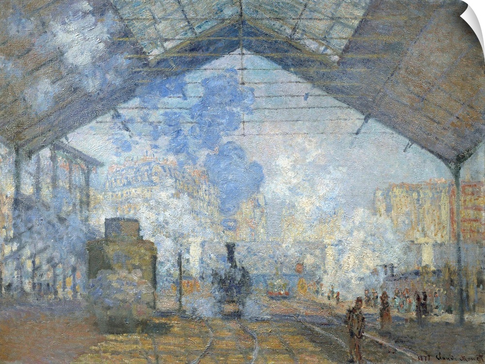 Claude Monet, French School. The Saint-Lazare Station, 1877. Oil on canvas, 0.75 x 1.04 m. Paris, musee d'Orsay. Monet Cla...