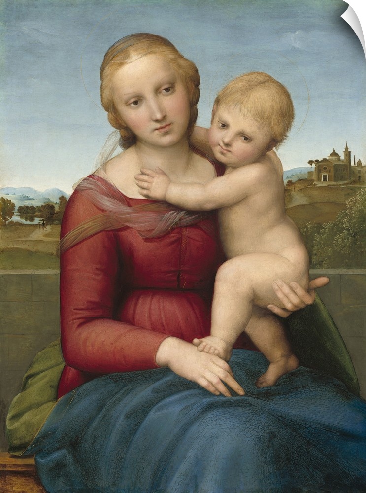 The Small Cowper Madonna, by Raphael, c. 1505, Italian Renaissance painting, oil on panel. Raphael painted this classic Re...