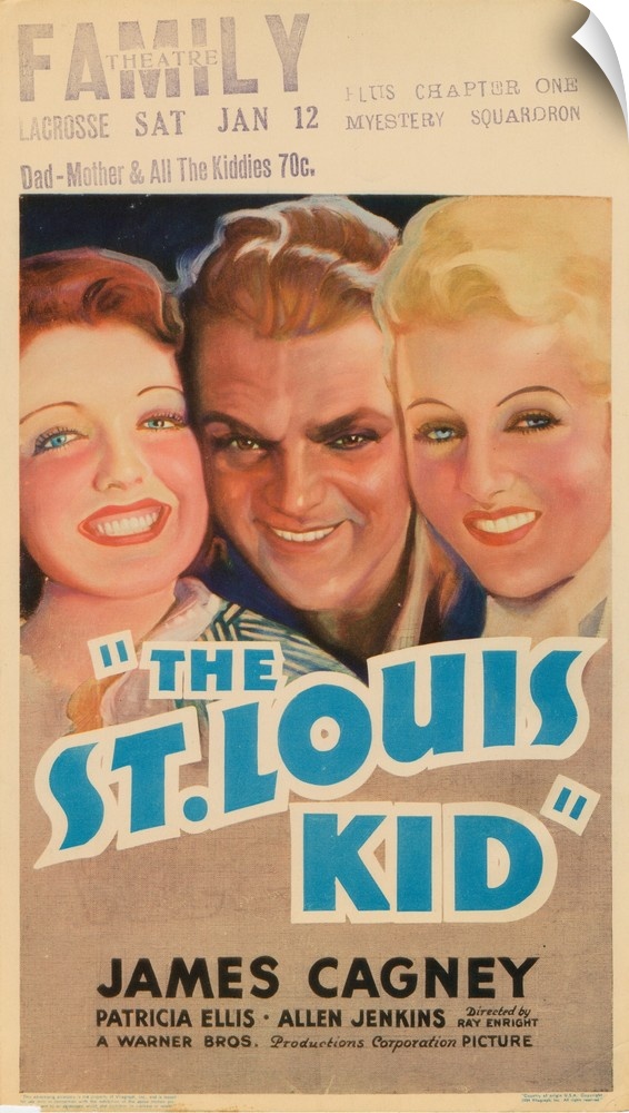 The St. Louis Kid, Window Card, From Left: Dorothy Dare, James Cagney, Patricia Ellis, 1934.