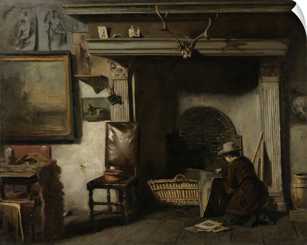 The Studio of the Haarlem Painter Pieter Frederik van Os, by Anton Mauve, c. 1856-57, Dutch painting, oil on canvas. Artis...