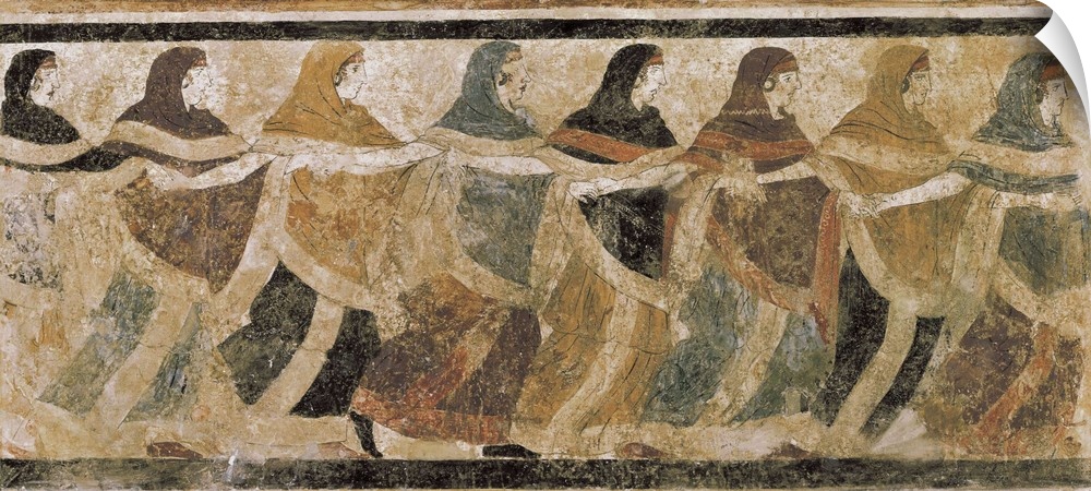 The Tomb of the Dancing Women. 1st half 4th BC. Etruscan art. Fresco. ITALY. Naples. National Museum of Archaeology. Proc:...