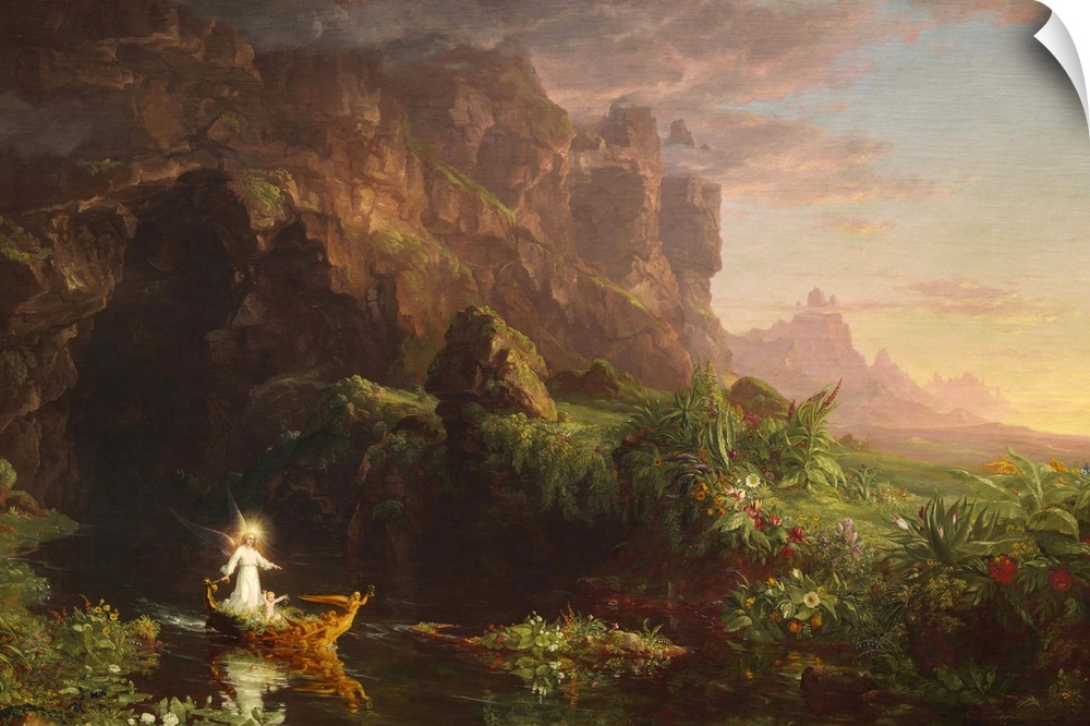 The Voyage of Life: Youth, by Thomas Cole, 1842, oil on canvas, American painting, oil on canvas. Second of four paintings...