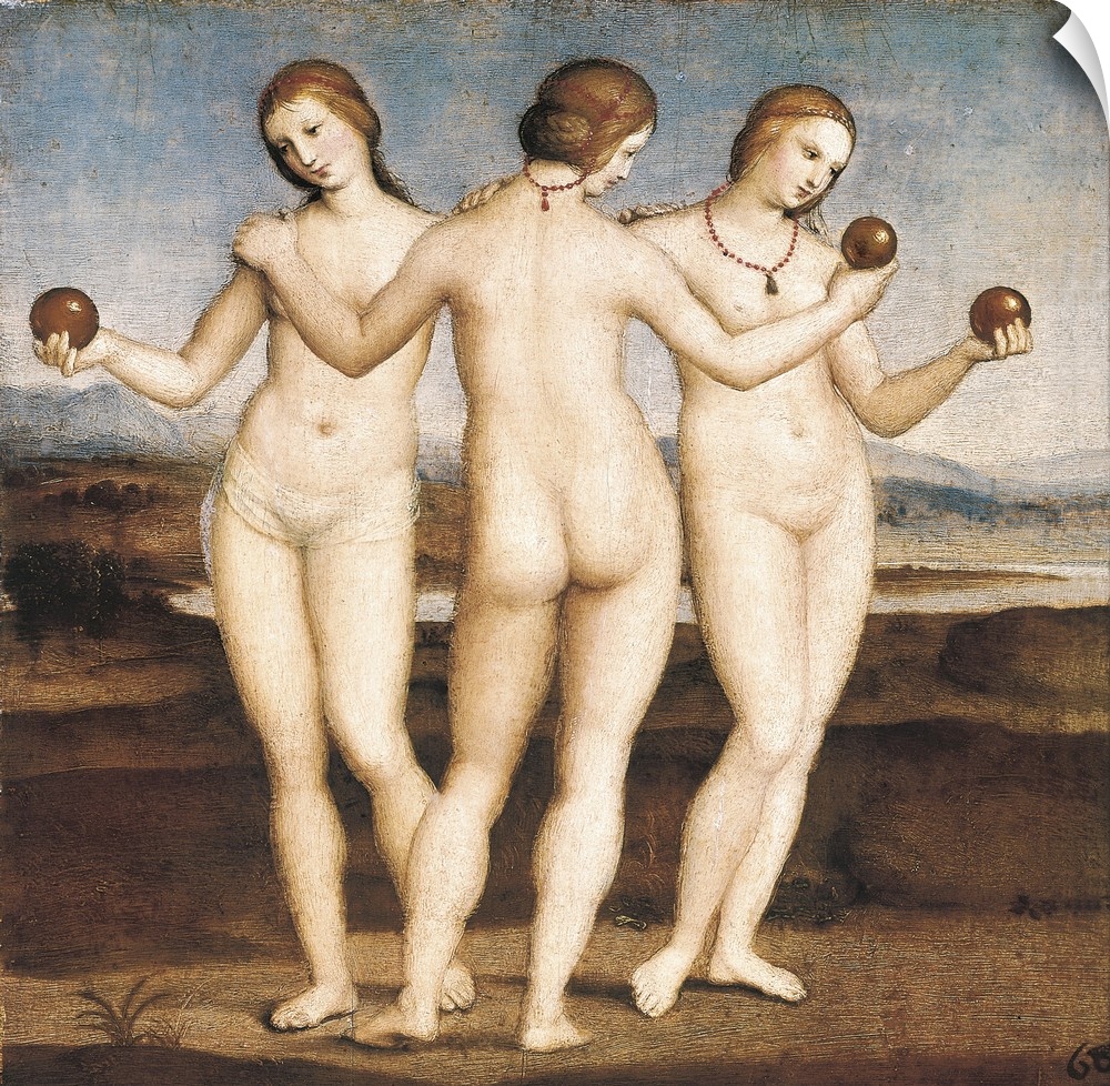 Raphael (1483-1520). The Three Graces. 1504-1505. It depicts the Charites, aka the Three Graces: Aglaea, Euphrosyne and Th...