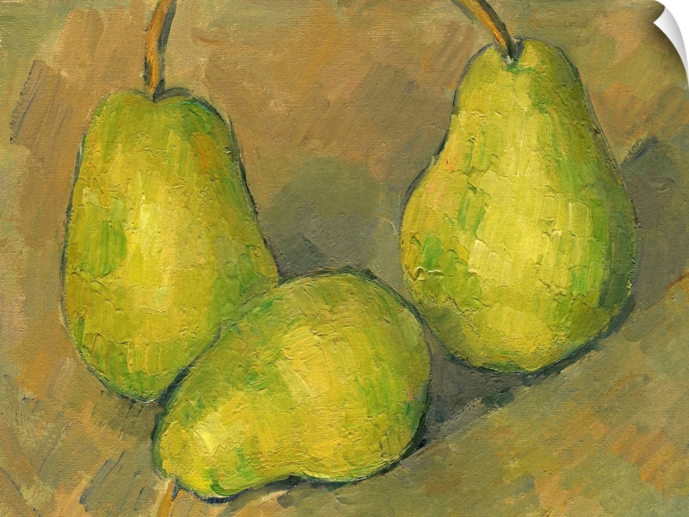 Three Pears, by Paul Cezanne, 1878-79, French Post-Impressionist painting, oil on canvas. Entering his mature period, he d...