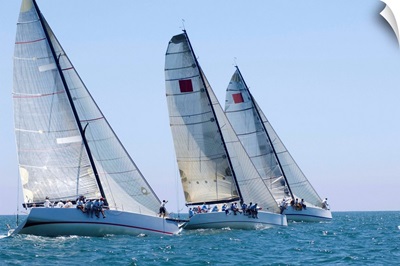 Three Yachts Compete In Team Sailing Event, California