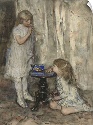 Two Girls Blowing Bubbles, by Jacob Maris, c. 1880
