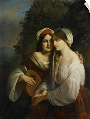 Two Young Women in Italian Costume, by Moritz Calisch, 1851