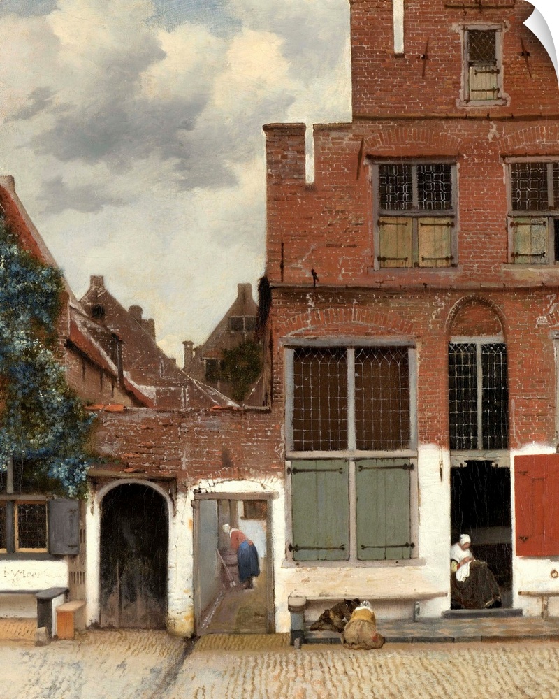 View of Houses in Delft, Johannes Vermeer, 1658, by Dutch painting, oil on canvas. An alternate title is 'The Little Stree...