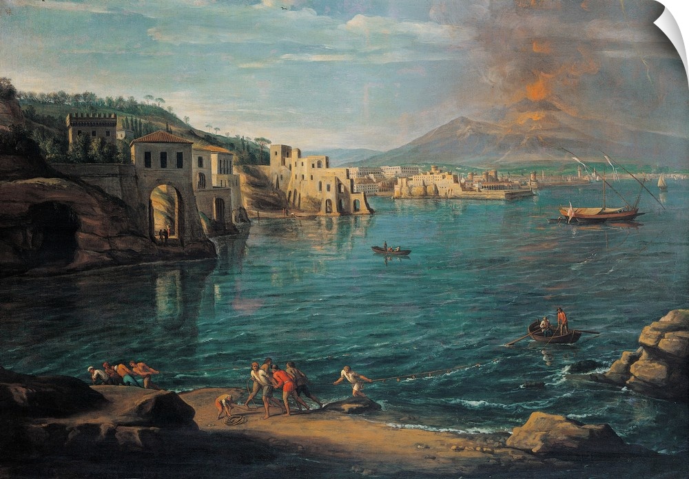 View of Naples from Posillipo, by Gaspar Van Wittel known as Gaspare Vanvitelli, 1725, 18th Century, oil on canvas, cm 109...