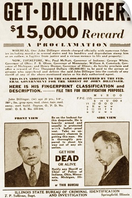 Wanted poster for John Dillinger