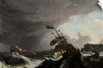 Warships in a Heavy Storm, by Ludolf Bakhuysen, c. 1695