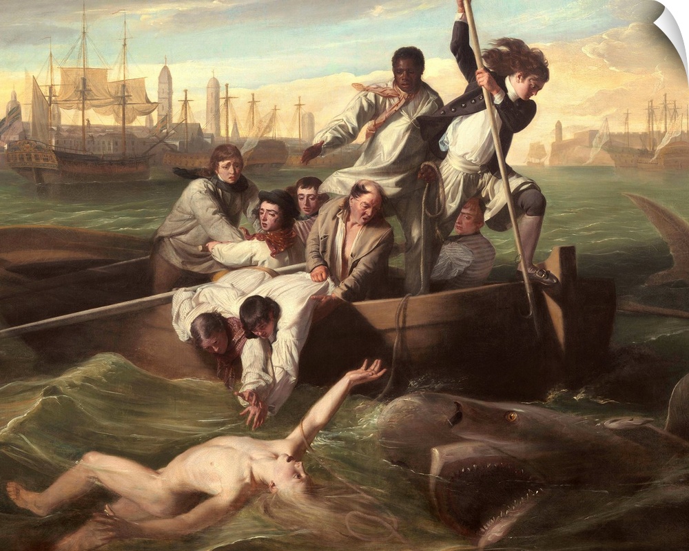 Watson and the Shark, by John Singleton Copley, 1778, American painting, oil on canvas. Shark attack on 14-year-old sailor...