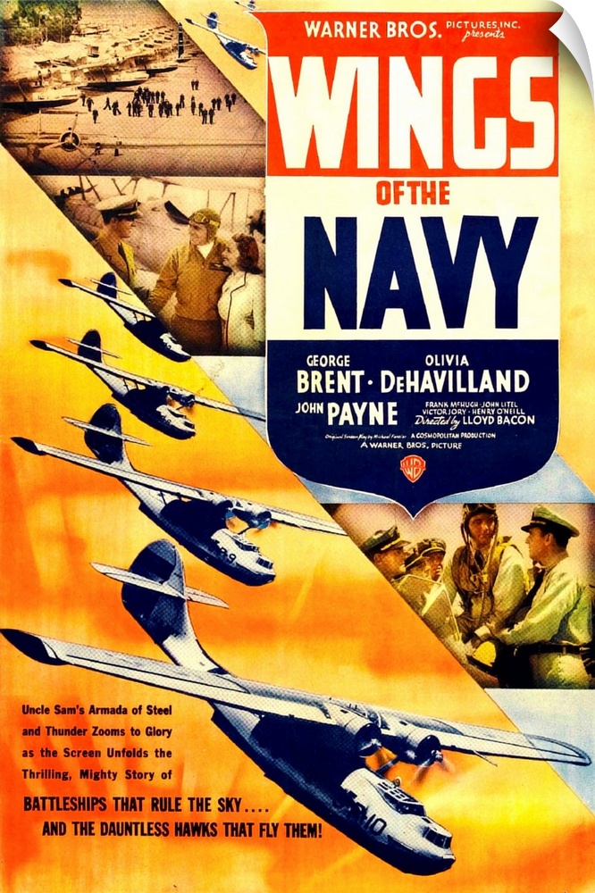 WINGS OF THE NAVY, US poster, top from left: John Payne, George Brent, Olivia DeHavilland, 1939