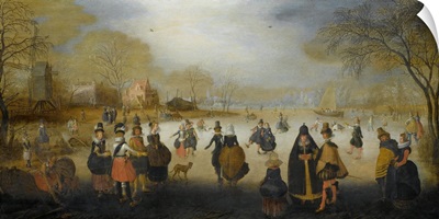 Winter Landscape with Skaters, by Hendrick Avercamp, 1615-20