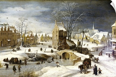 Winter Scene with Ice Skaters and Birds. Ca. 1585-1638