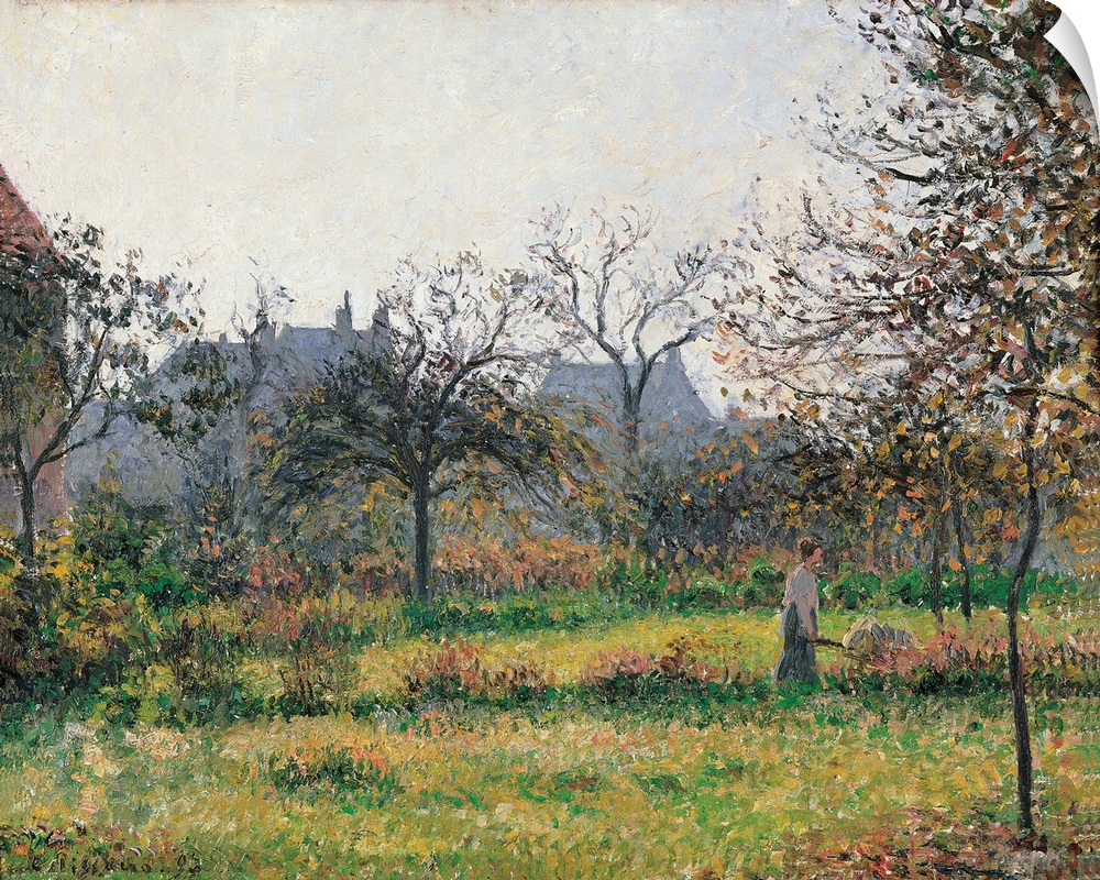 Woman in an Orchard, Autumn Morning, Garden at Eragny, by Camille Pissarro, 1897 about, 19th Century, oil on canvas, cm 54...