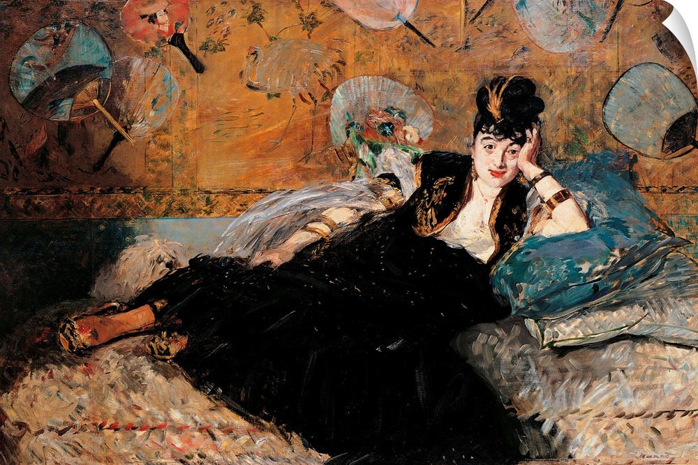 Woman with Fans (Nina de Callias), by Edouard Manet, 1873 - 1874 about, 19th Century, oil on canvas, cm 113,5 x 166,5 - Fr...