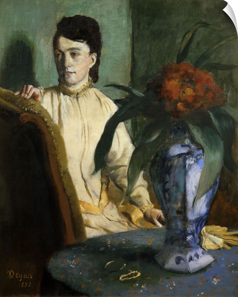 Edgar Degas, French School. Woman with the Oriental Vase. 1872. Oil on canvas, 0.65 x 0.54 m. Paris, musee d'Orsay. Degas ...