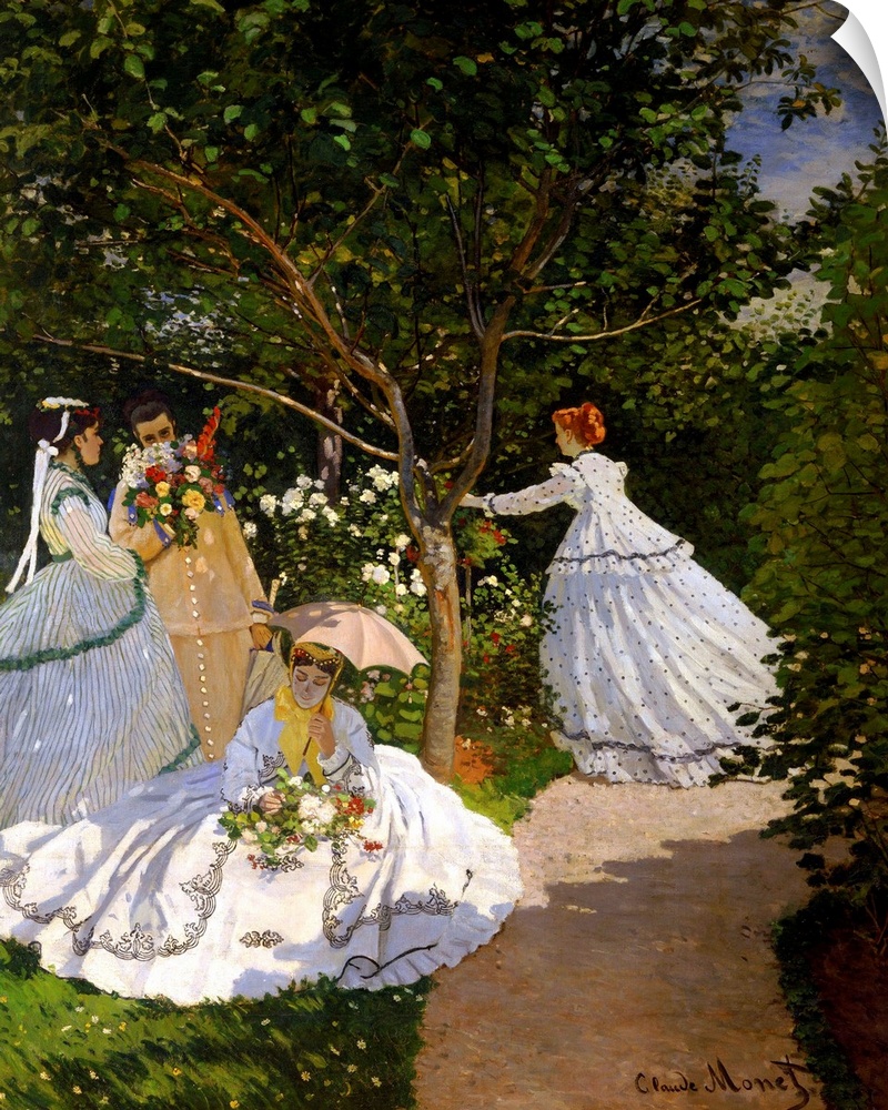 Claude Monet, French School. Women in the Garden at Ville d'Avray. Oil on canvas, 2.55 x 2.05 m. Paris, musee d'Orsay. c71...