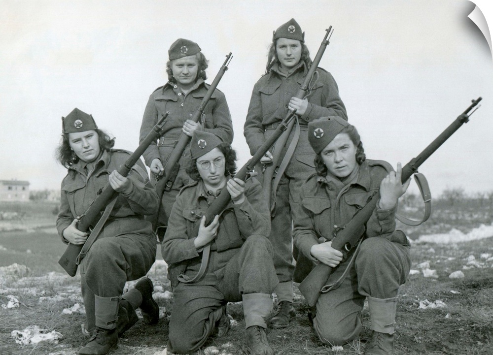 Women partisans who are fighting against the Germans in Yugoslavia. Ca. 1944, World War 2.