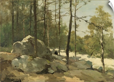 Wooded View near Barbizon, 1900, Dutch painting, oil on canvas