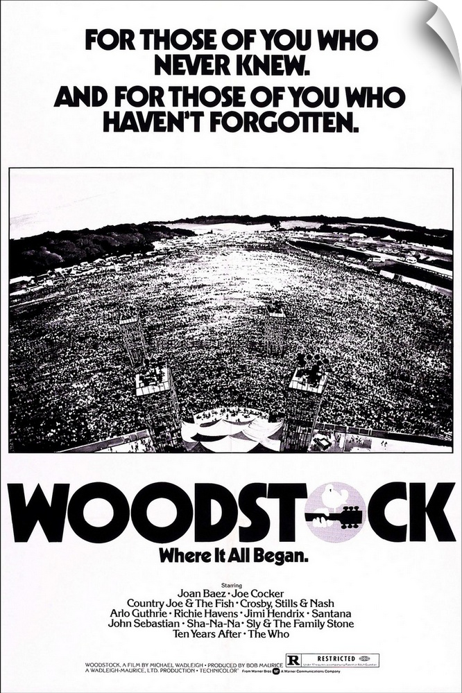 WOODSTOCK, 1976 re-release poster art, 1970.