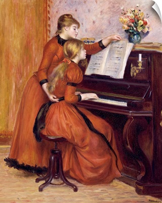 Young Girls at the Piano, c. 1889, By French impressionist Pierre Auguste Renoir