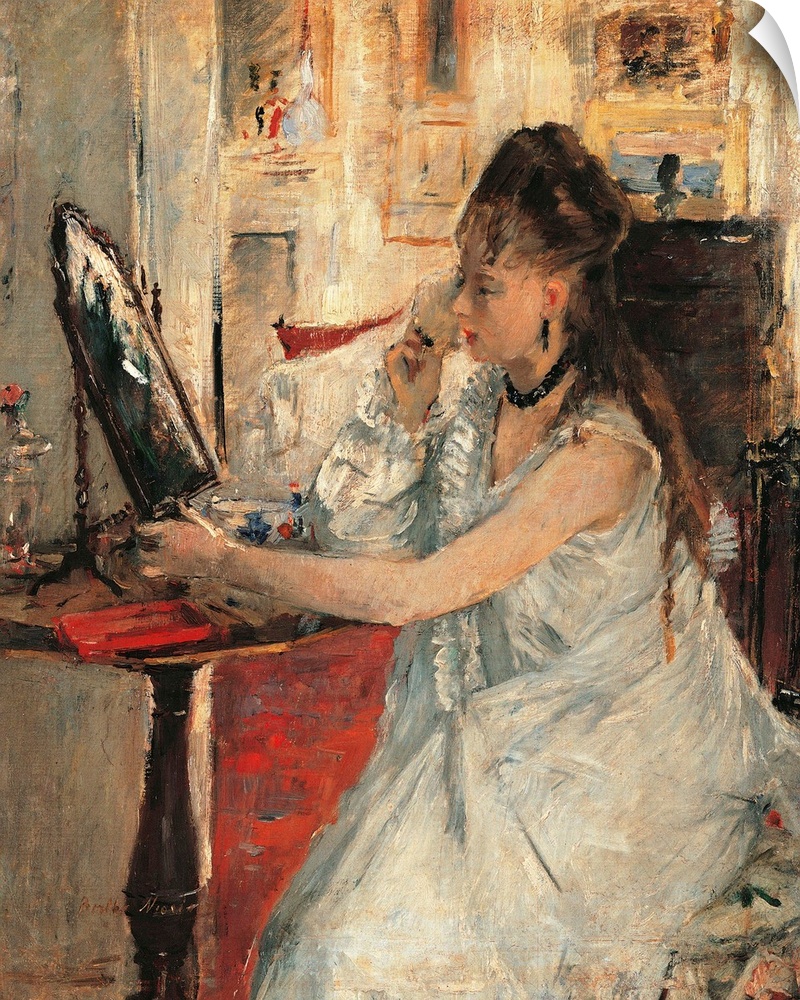Young Woman Powdering Her Face, by Berthe Morisot, 1877, 19th Century, oil on canvas, cm 46 x 30 - France, Ile de France, ...