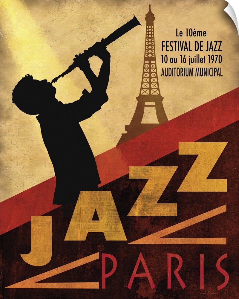 Contemporary artwork of a music poster centered around a jazz music theme.