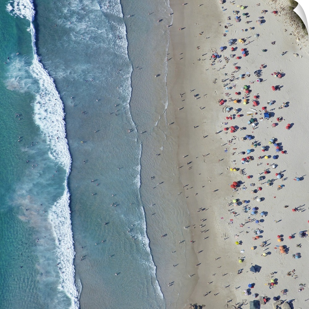 Aerial view of People at Llandudno Beach, Cape Town, South Africa.