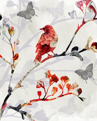 Bird And Cherry Blossoms I