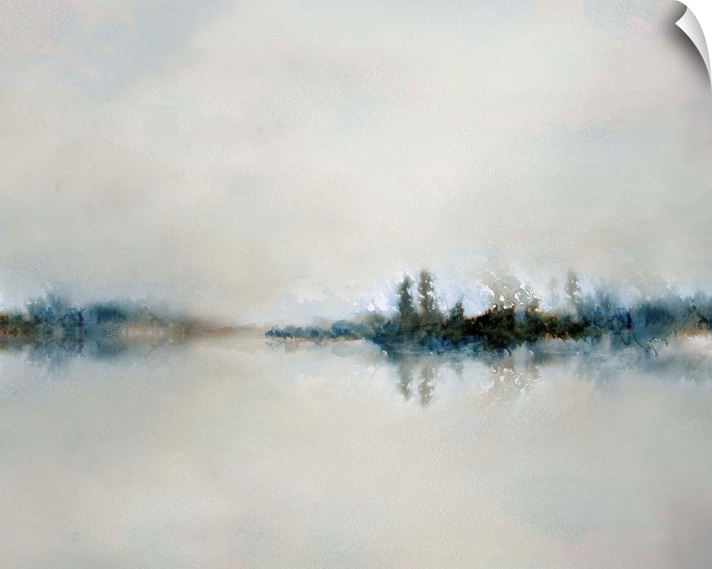 Contemporary painting of an abstract reflecting landscape.