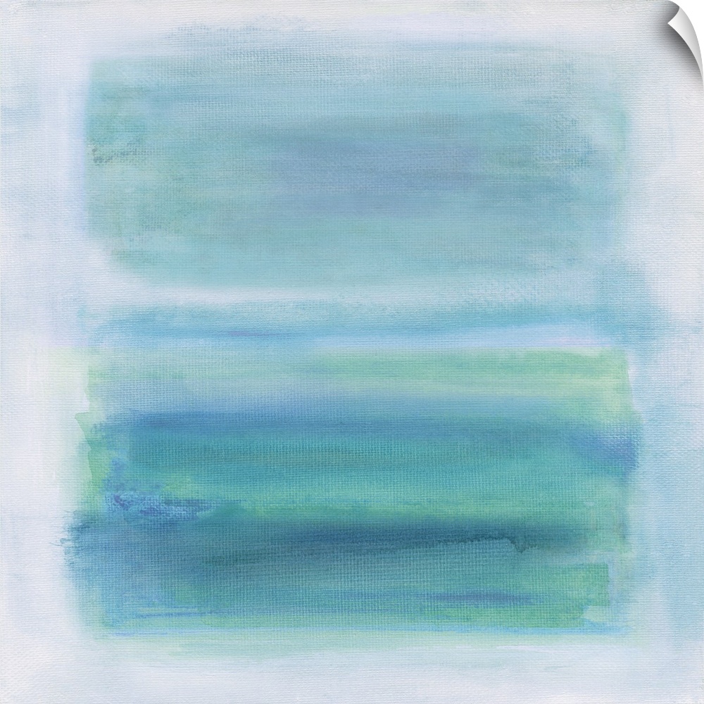Contemporary abstract art in horizontal bands of blue shades.