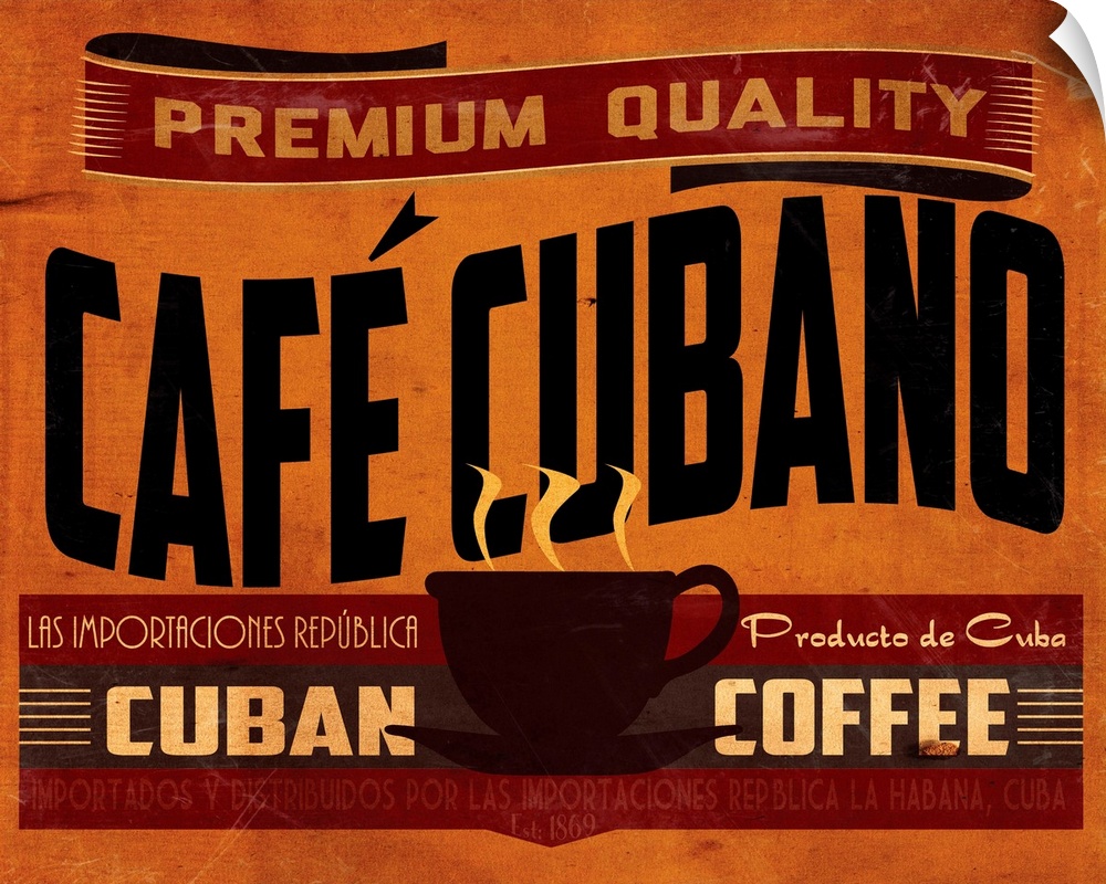 Retro artwork advertising coffee from Cuba.