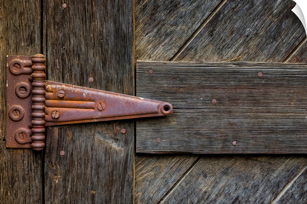 Old wooden door and hinge - Washington, Spokane