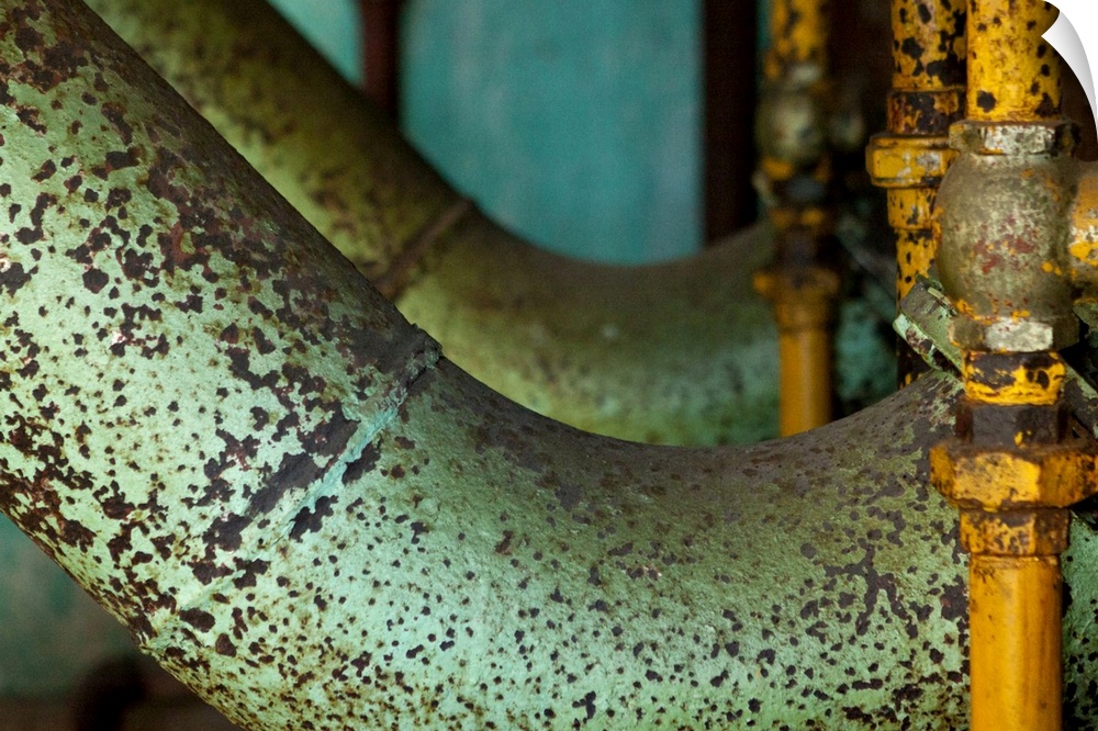 Pipeline; Cannery; Pipes; Green; Metal; Industrial Photography;