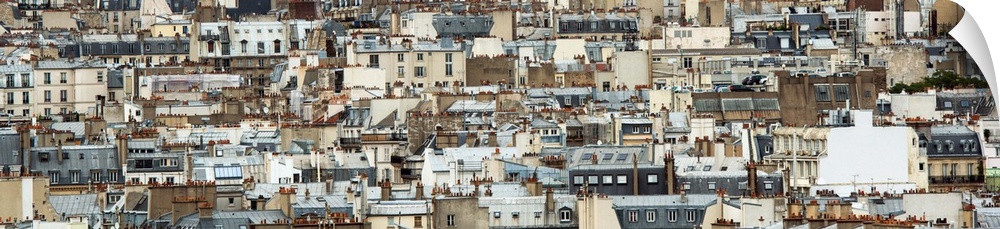 Panoramic view of the buildings in the region of Montmartre, France.